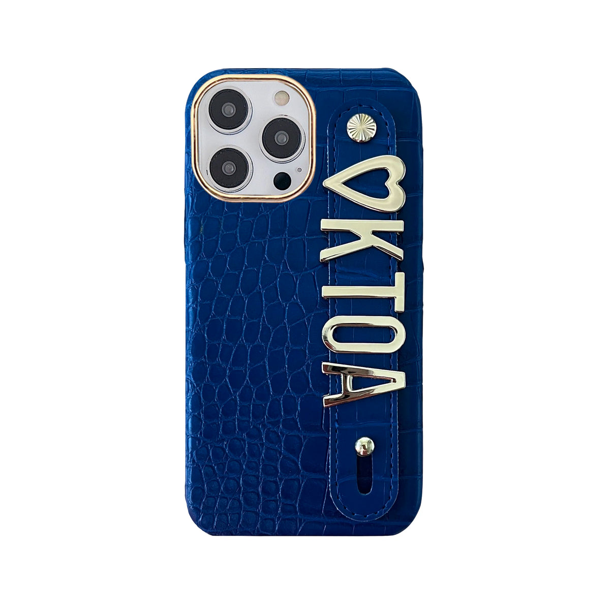 Holding Strap Personalised Custom Name Gold Metal Letters Leather Phone Case For Iphone 14 13 12 17 Pro Max 16promax Cover
