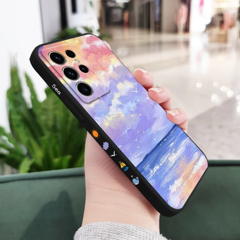 Sky Painting Phone Case For Samsung Galaxy S25FE S24 S23 S22 S21 S20 S10 S10E Ultra Plus FE Note 20 Ultra 10 Plus Cover