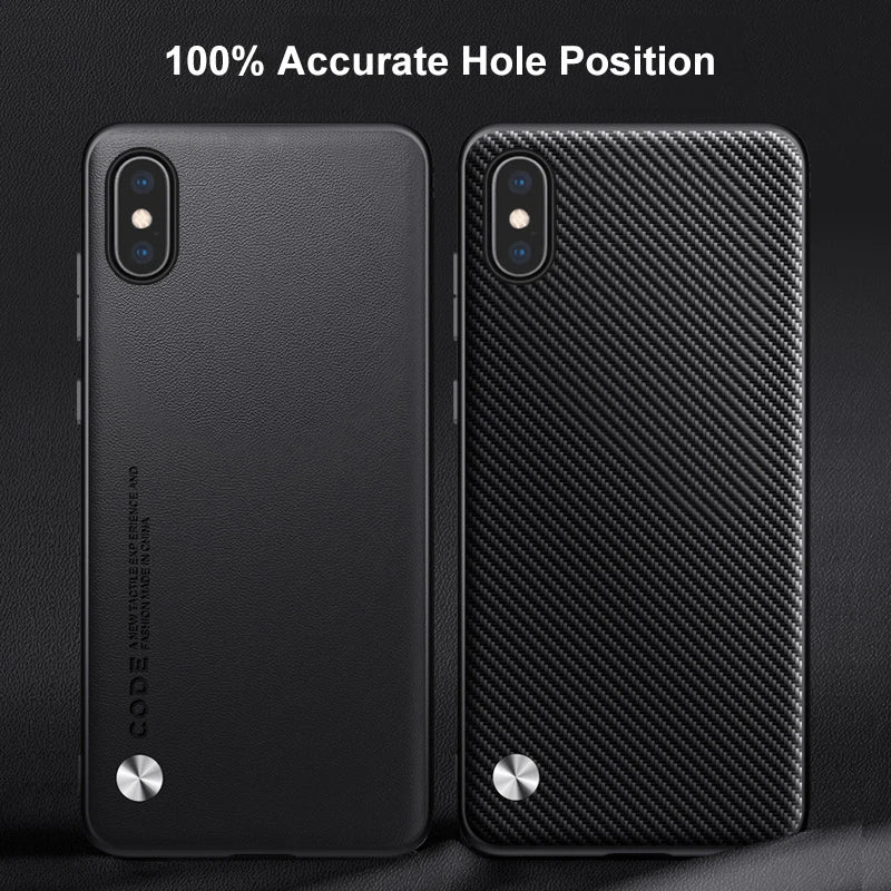 Luxury PU Leather Case For iPhone X XS Back Cover Silicone Shockproof Full Protection Phone Case For iPhone X S iPhone X iPhone
