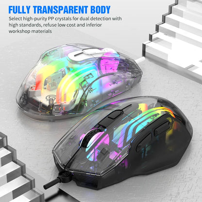 K-Snake Q16 wired transparent esports mouse macro programming desktop computer laptop home RGB office game mute