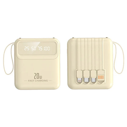 20000mAh 10000mAh Power Bank Built-in Cable Phone External Battery Powerbank Charger for Xiaomi Poco iPhone Samsung iPad