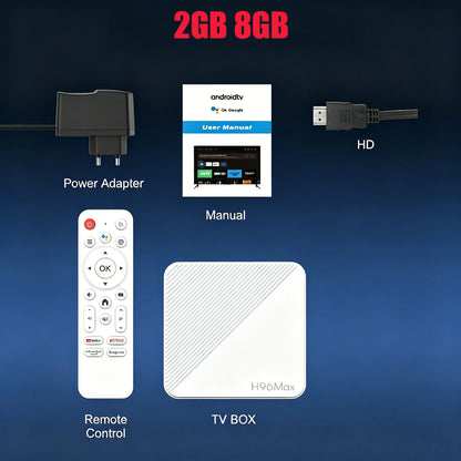H96 MAX H313 Smart TV Box Android 14 TV Box 4K@60fps 100M/LAN Dual Wifi6 BT5.0 Google Voice Assistant Media Player Set Top Box