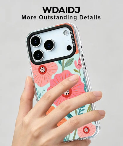 Whimsical Floral Illustration Anti Scratch Slim Phone Case For iPhone 13 14 15 16 17 Delicate Botanical Storybook Look