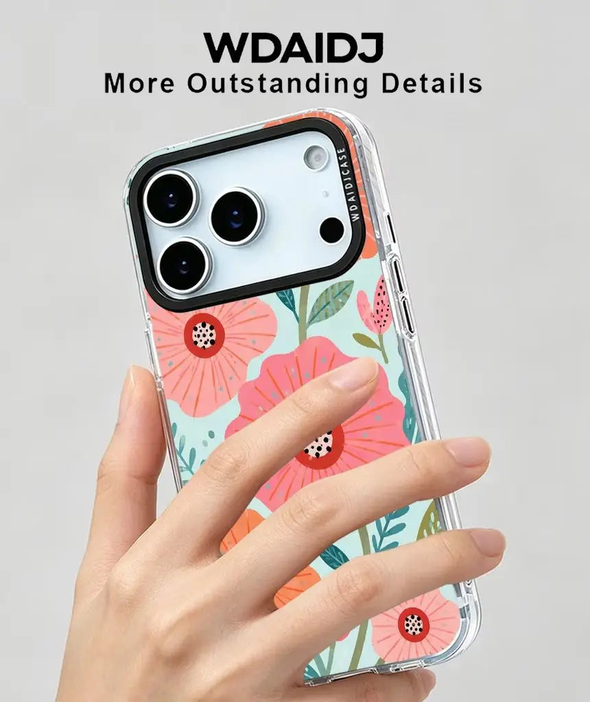 Whimsical Floral Illustration Anti Scratch Slim Phone Case For iPhone 13 14 15 16 17 Delicate Botanical Storybook Look
