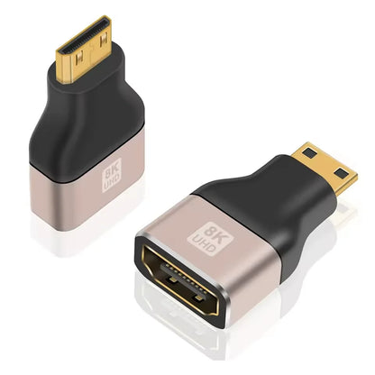 8K@60Hz Mini Micro HDMI-compatible Male to HDMI-compatible2.1 Female Adapter Converter for Camera Tablet Laptop HDTV Monitor