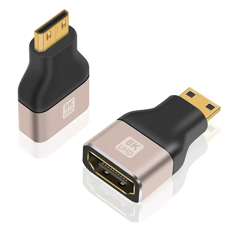 8K@60Hz Mini Micro HDMI-compatible Male to HDMI-compatible2.1 Female Adapter Converter for Camera Tablet Laptop HDTV Monitor