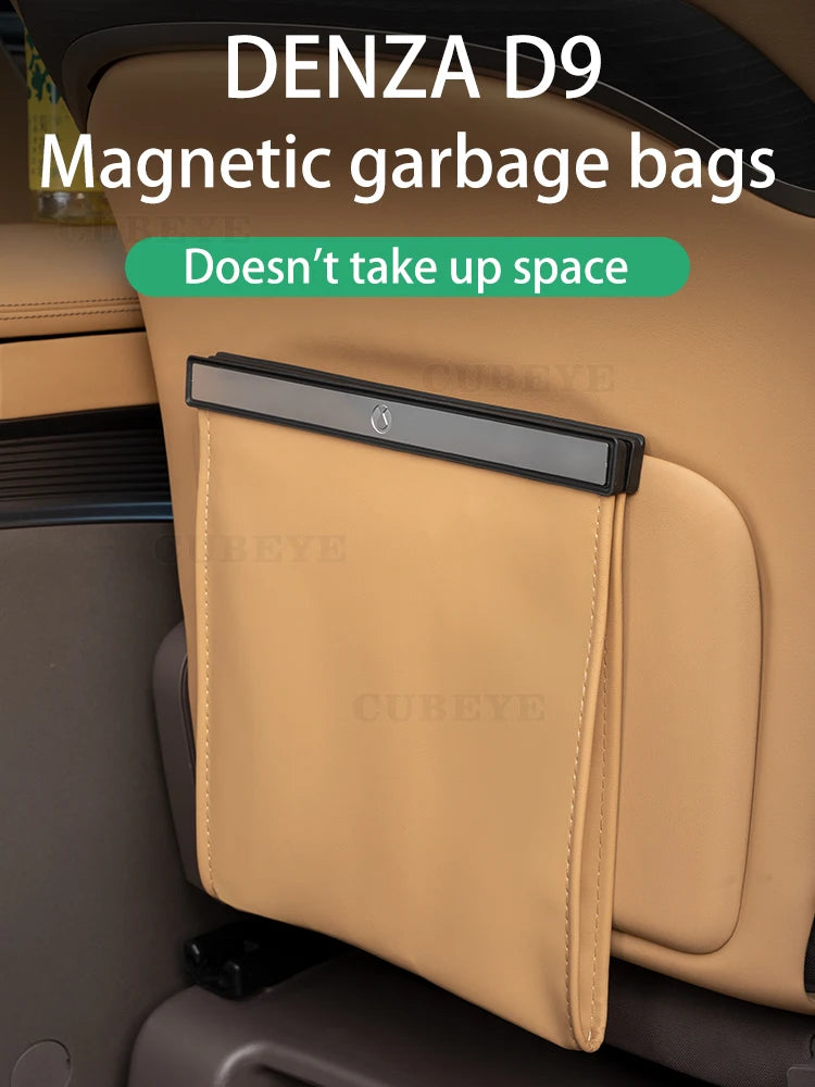 DENZA D9 Garbage Bag Leather Magnetic Can Rear Seat Hanging car Storage Modified Accessories BYD N9 Z9 Z9GT