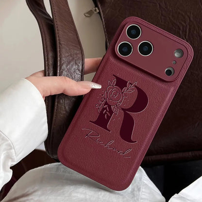 Personalized Custom Name Initial Custom Big Letter with Flowers Design Phone Case for iPhone18 17 16 15 14 13 Pro Max Plus Air