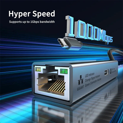 2 in 1 USB Type C to RJ45 USB-C Converter HUB PD 60W Fast Charging Type-C Network Card Lan Gigabit Adapter Cable For PC Notebook