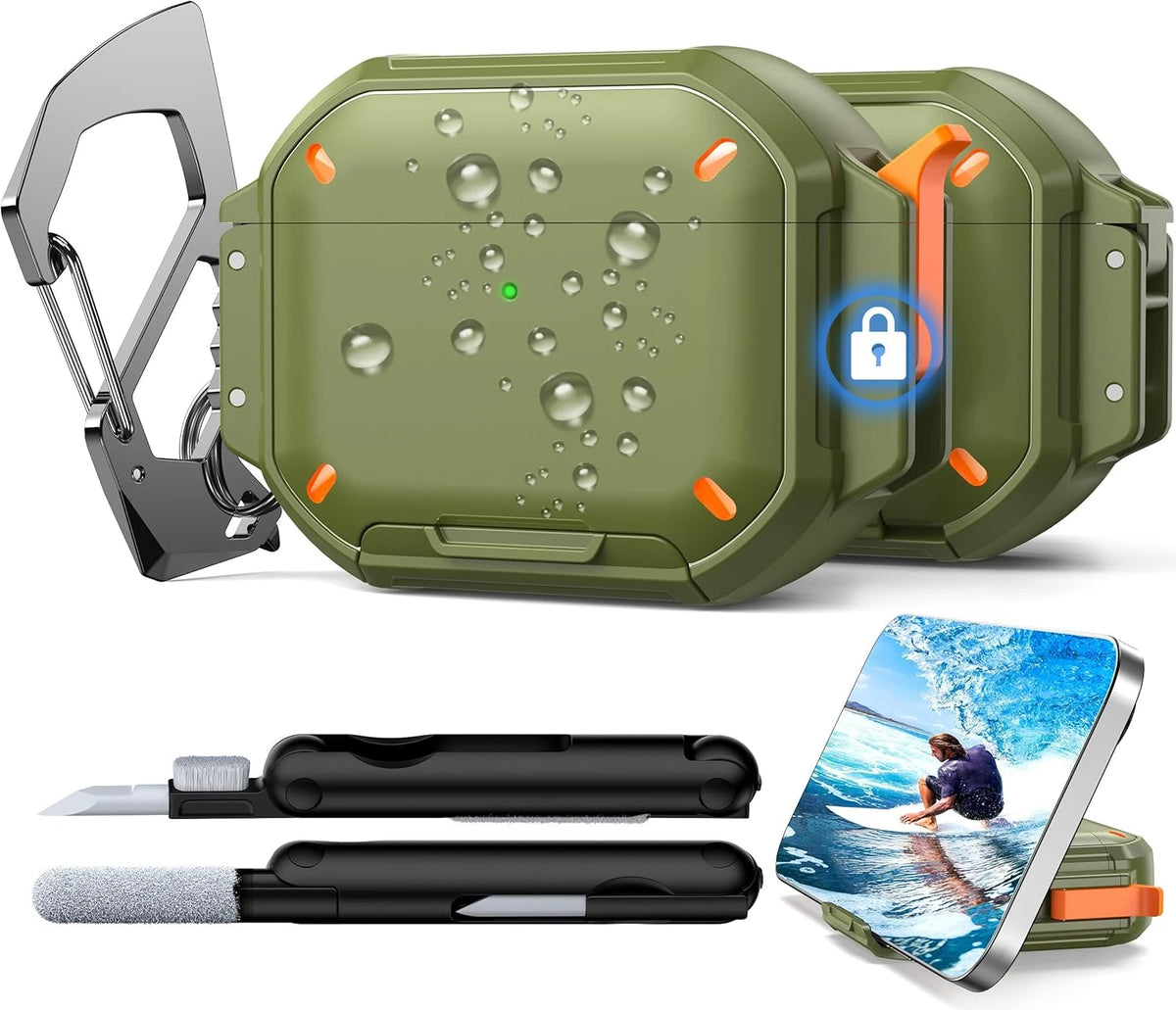 2026 for AirPod 5  Waterproof Case with Lock Sturdy Rugged Case Shockproof Headphone Case for AirPods Pro 3/4/5 Earbuds Cases