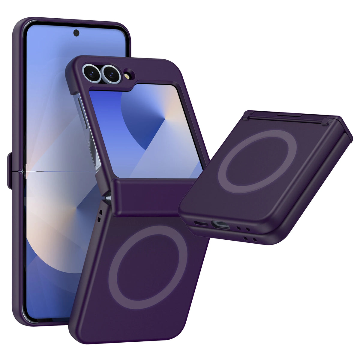 Luxury Original Phone Case For Samsung Galaxy Z Flip 7 8 6 5 4 3For Magsafe Wireless Charge Ring Magnetic Shockproof Hinge Cover