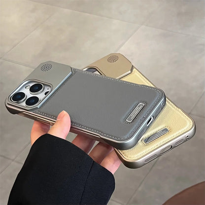 Luxury Classic Leather Magnetic Frameless Phone Case For iPhone 15 16 17 Pro Max Air Plus 14 13 12 11 Plating Protection Cover