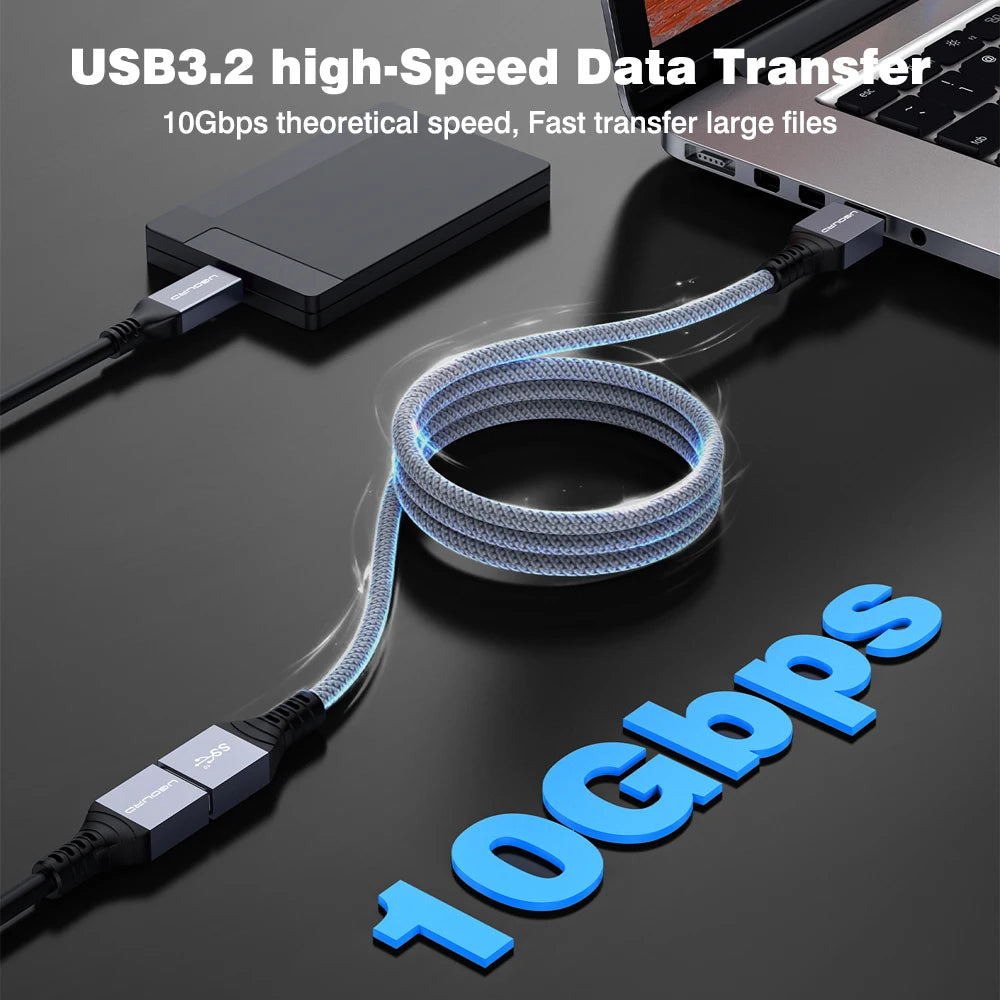 UGOURD USB 3.2 Gen2 Extension Cable 10Gbps USB A Male to Female Extender Cord Braided USB3 Extension Cable For U Disk Printer PC