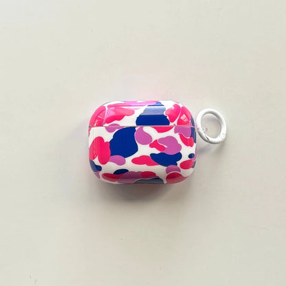 Personality Stylish Color Collision Camouflage Pattern With Hook Earphone Case Cover for AirPods 1 or 2 3 4 5 Pro 2 Pro 3