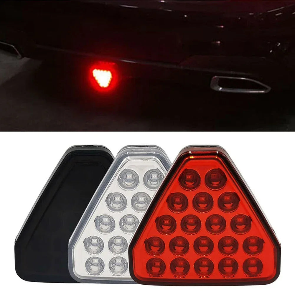 Universal F1 Style Car Brake Signal Lamp Triangle Sporty LED Rear Fog Light Tail Third Brake Lamp Tail Stop Strobe Light