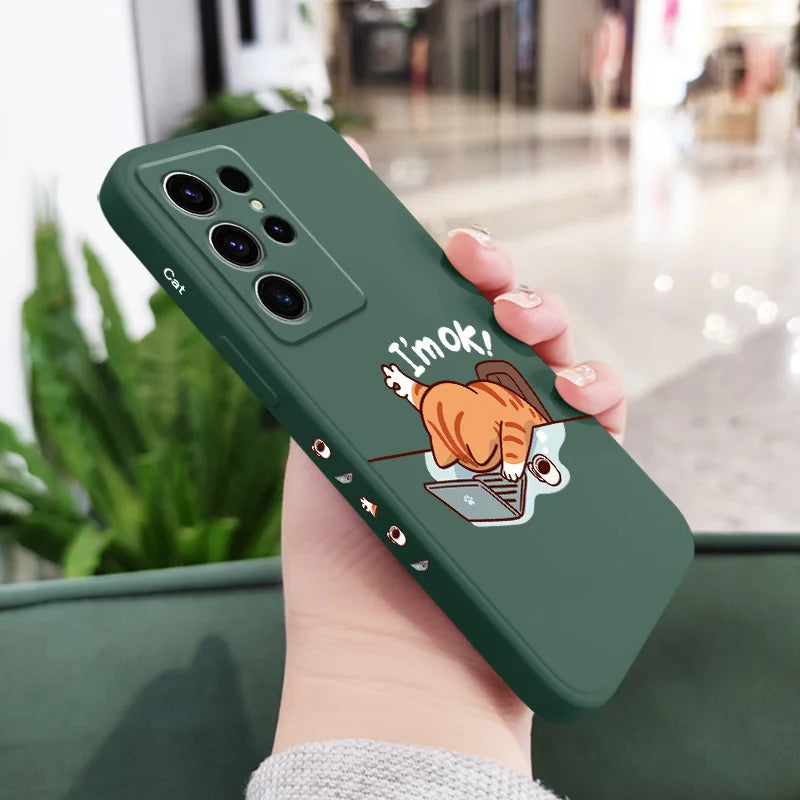 Working Cats Phone Case For Samsung Galaxy S25 S24 S23 S22 S21 S20 S10 S10E Ultra Plus FE Note 20 Ultra Plus Cover