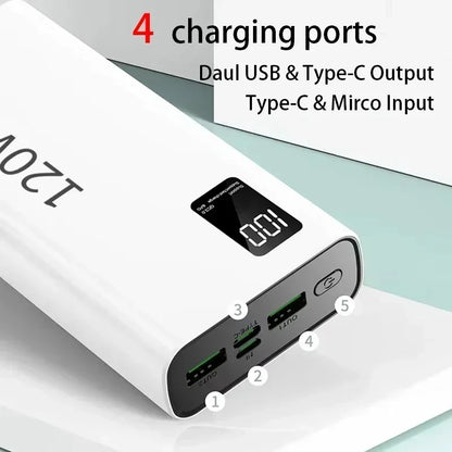VIVO 500000mAh Power Bank 120W Super Fast Charging Powerbank LED Digital Display Portable External Battery For Iphone Samsung