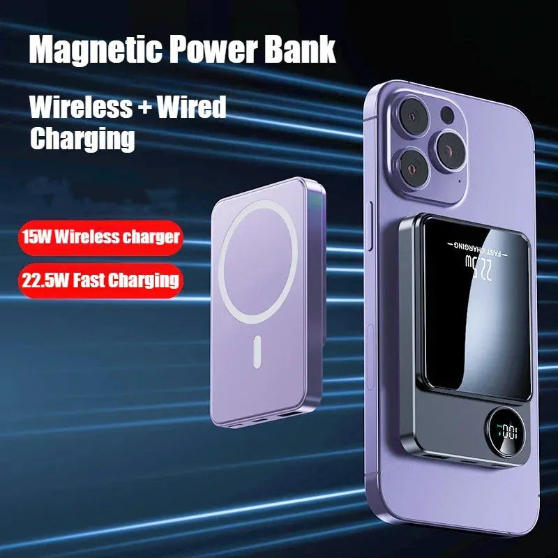 10000mAh Magnetic Wireless Power Bank 22.5W for MagSafe Fast Charging Portable Battery Charger Cases for iphone Samsung Xiaomi