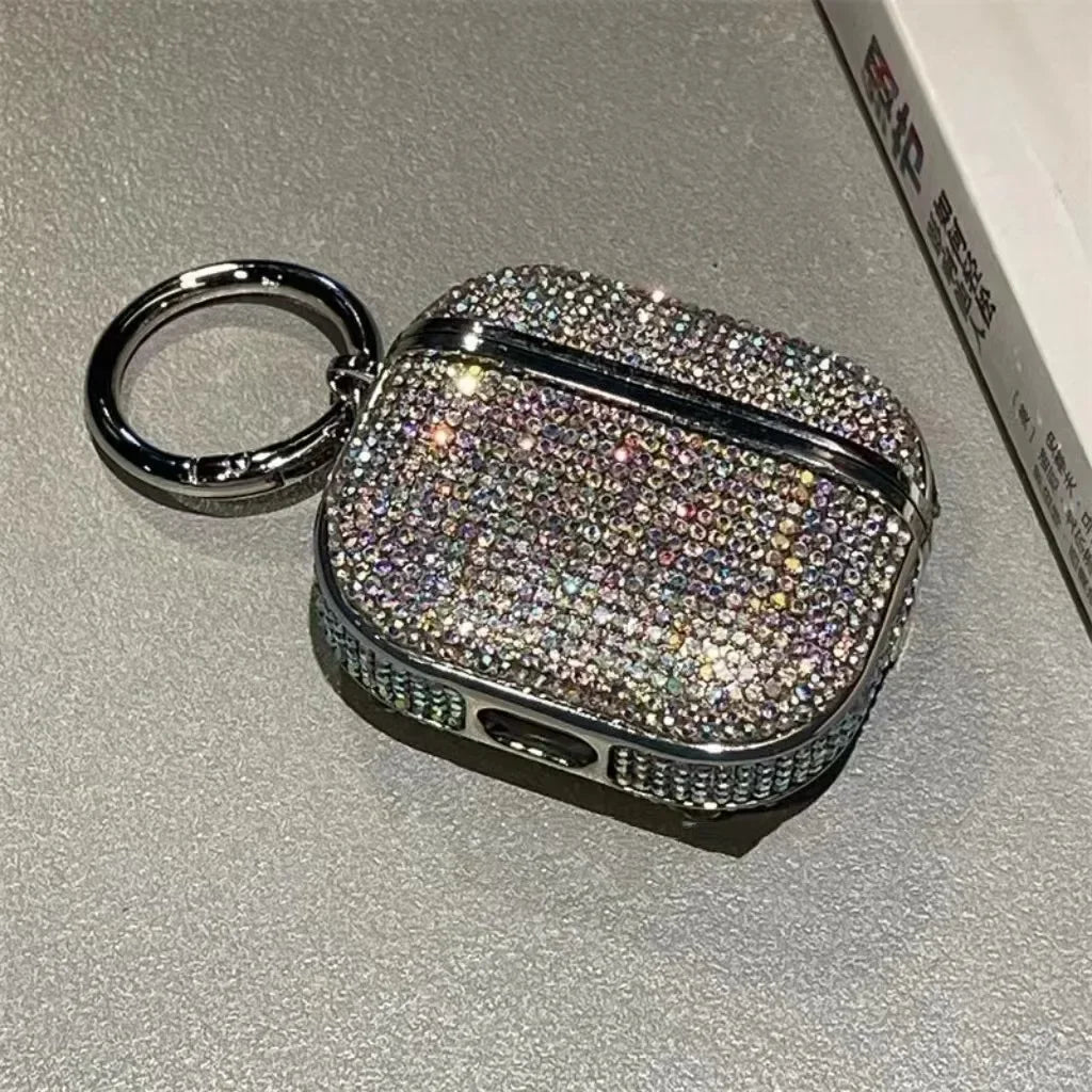 for Airpods 4,Beautiful Rhinestone Bling Hard Plastic Cover Earphone Case For AirPods 1 2 3 Pro 2 With Hook Gift For Women Girl