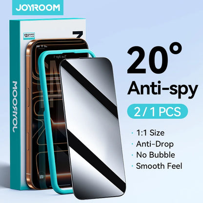 Joyroom 1/2Pcs Anti-spy Glass For iPhone 17 16 15 14 Pro Max Glass For iPhone 17 16 15 14 13 12 Pro Max Privacy Screen Protector