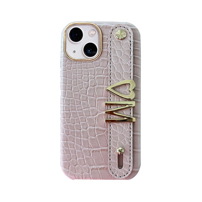Holding Strap Personalised Custom Name Gold Metal Letters Leather Phone Case For Iphone 14 13 12 17 Pro Max 16promax Cover