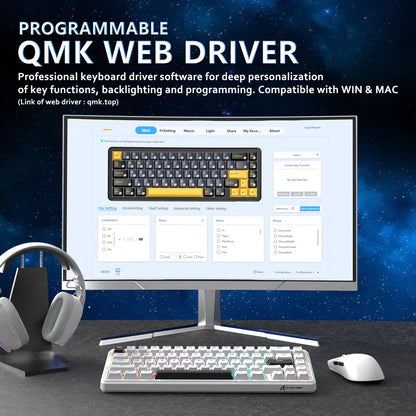ATTACK SHARK X65 HE 65% Wired Gaming Keyboard with 8000 Hz Polling Rate, 0.01mm RT Accuracy, PBT Keycaps, QMK Driver, RGB