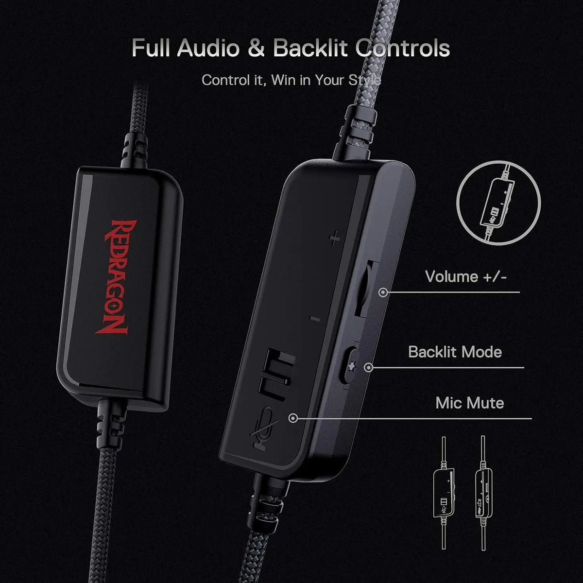 Redragon H350 RGB Wired Dynamic RGB Backlight Dynamic RGB Backlight Gaming Headset 50MM Drivers Over-Ear Headphones