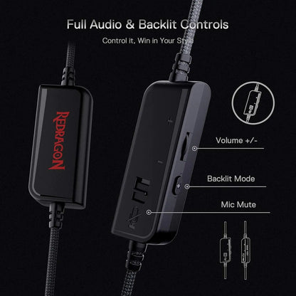 Redragon H350 RGB Wired Dynamic RGB Backlight Dynamic RGB Backlight Gaming Headset 50MM Drivers Over-Ear Headphones