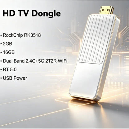 S13 Air Smart TV Stick Android 14 Rockchip RK3518, 2.4G&5G WiFi6 Dual Band, 2GB 16GB ROM 4K HDR Bluetooth Voice Remote Control