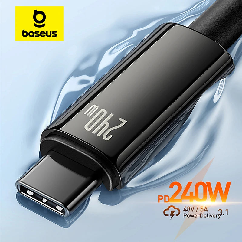 Baseus 240W USB C Cable for iPhone 17 16 15 Plus Pro Max Supercharge for Macbook Fast Charger Type C Cable  for Xiaomi  Samsung