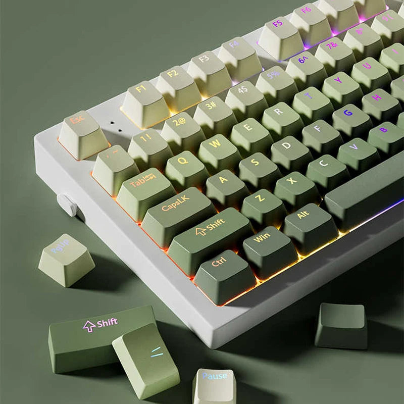 Green Grape Top-lit RGB Backlit Keycaps Double Shot PBT Keycaps 130 Key Cherry Profile for MX Switches Mechanical Gamer Keyboard