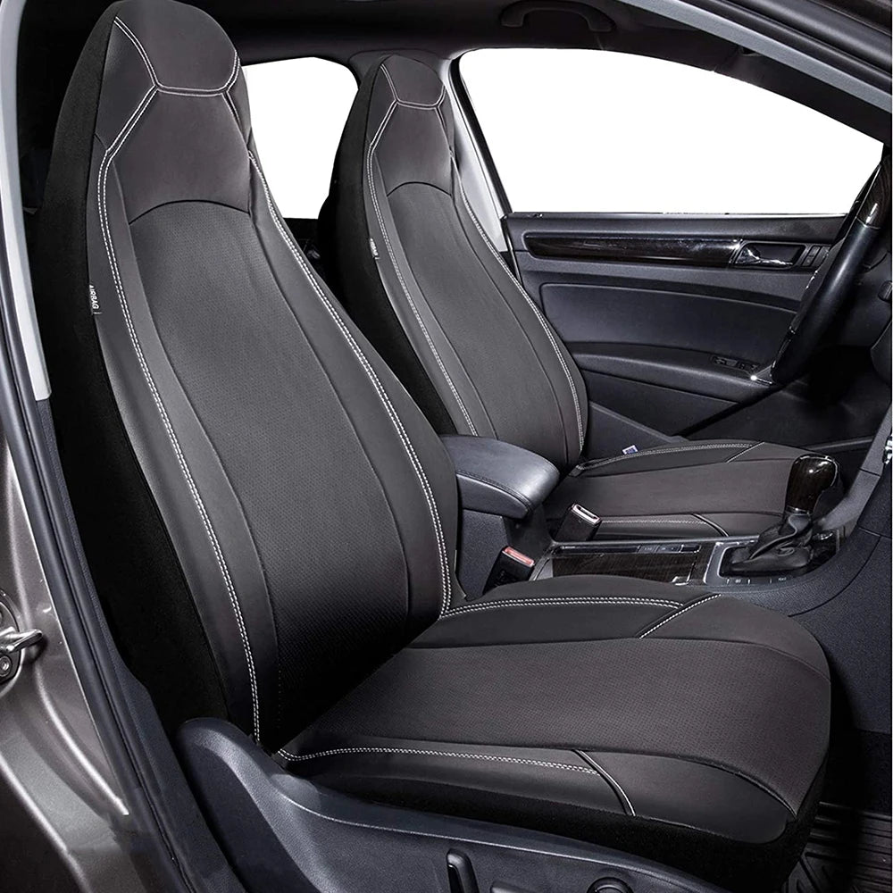 AUTO PLUS Universal High Back Bucket Leather Car Seat Covers Premium Waterproof Leather Full Set  Airbag Compatible