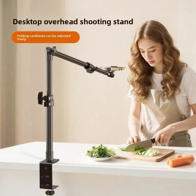 Universal Lazy Phone Stand with Long Arm 360° Rotating Adjustable Installation Bed & Desk Mount for Photography Accessories