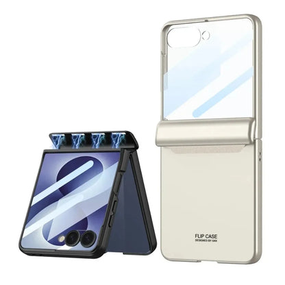 Shockproof Hinge Protective Hard  Phone Case with Front Tempered Glass Film for Samsung Galaxy Z Flip 8 7 Flip8 Flip7 5G Cover