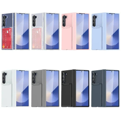 Luxury Flip Kickstand Phone Case For Samsung Galaxy Z Fold 7 6 Fold7 Fold6 5G Folding Bracket Matte Cover with Card Holder