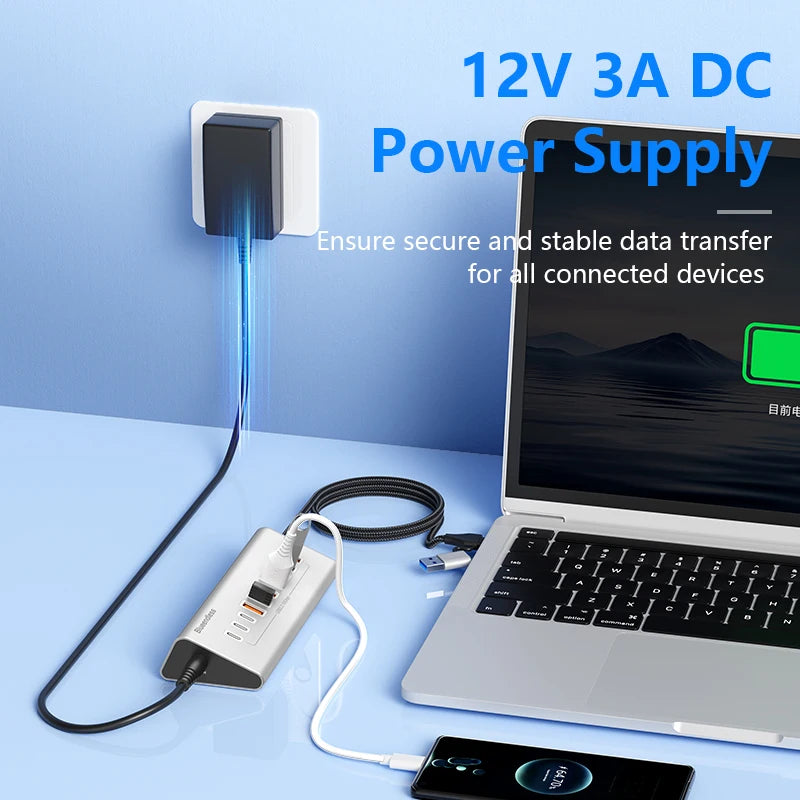 Blueendless Aluminium USB3.2 Gen2 10Gbps 7Ports 10 Ports USB-C Hub 7 in 1 10 in 1 USB-A Splitter Adapter for Laptop macbook