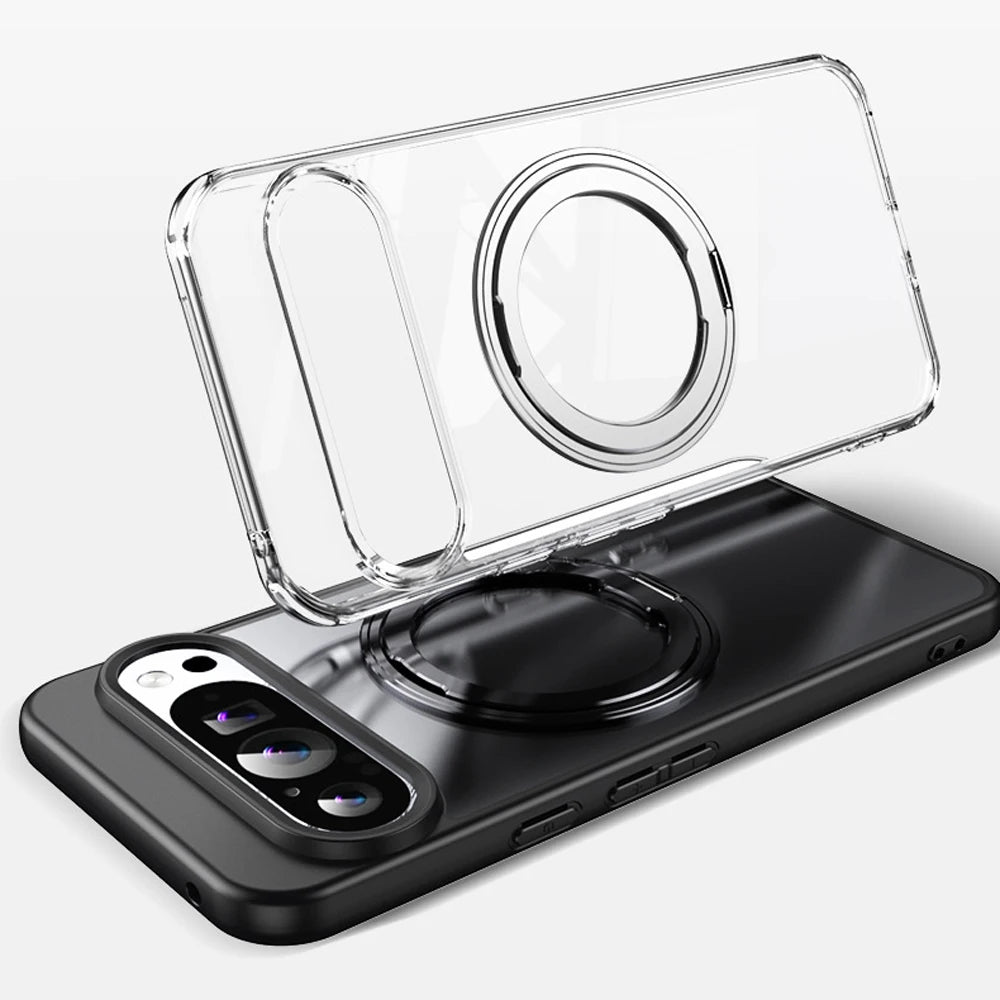 360°Rotating Stand Magnetic Phone Case For Google Pixel 10 9 Pro XL 8 7 Pro 9a 8a 7a Metal Folding Bracket Shockproof Cover