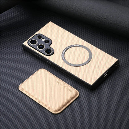 Carbon Fiber Style PU Leather for Magsafe Case for Samsung Galaxy S26 S24 S25 Ultra S22 Plus S21 S23 FE A57 A55 A56 Cover LM2