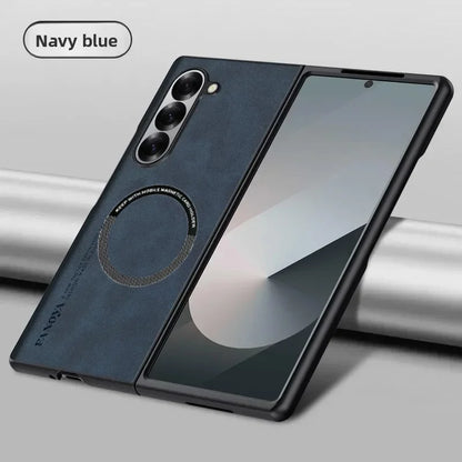 Luxury Ultrathin Sheepskin Leather Slim Phone Case for Samsung Galaxy Z Fold 8 Ultra 7 6 5 4 3 Magnetic Charge Shockproof Cover