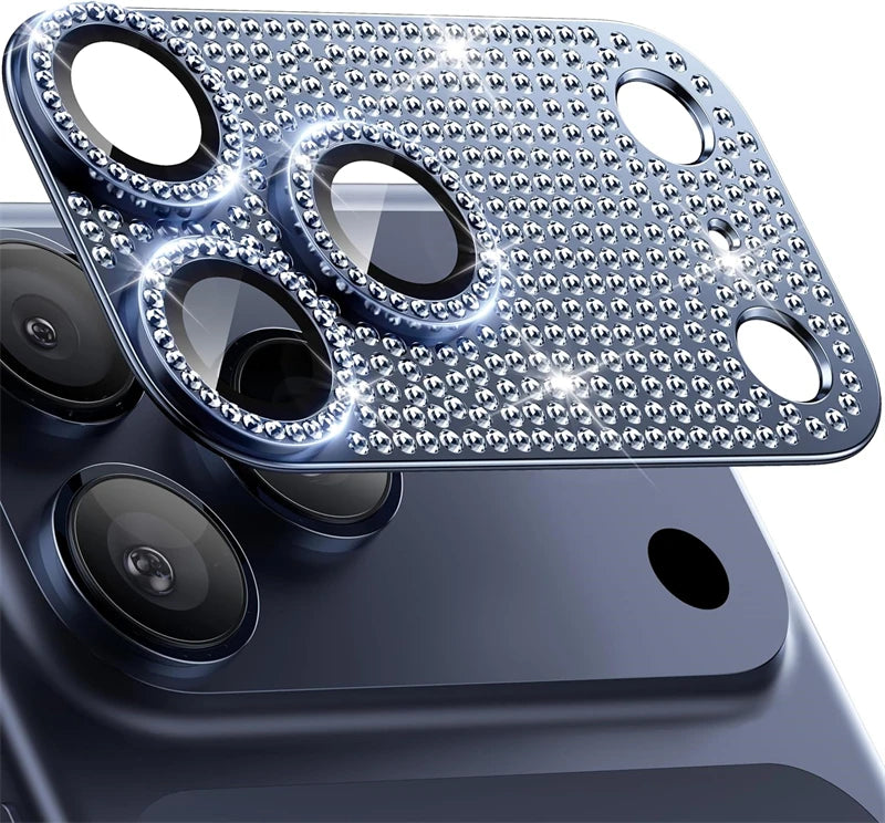 Luxury Bling Diamond Metal Camera Lens Protector for IPhone 17 Air 16 15 14 13 Pro Max Plus Ziai 16Pro 17Pro Glass Full Cover