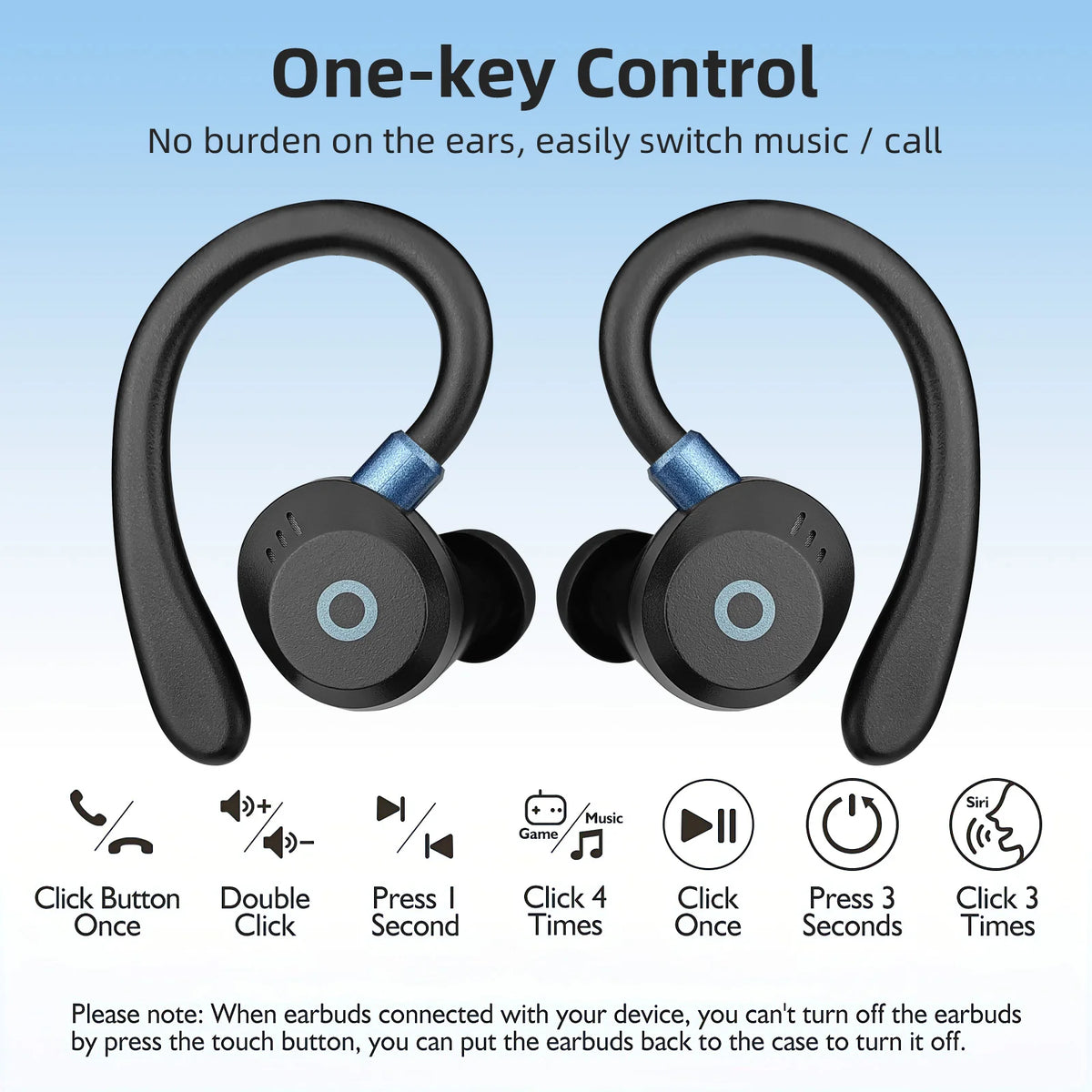 TWS Bluetooth Headphones, Dual Microphones, ENC Noise Cancellation, Touch Volume Control, Ultra-Long Battery Life