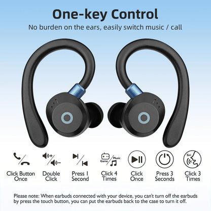 TWS Bluetooth Headphones, Dual Microphones, ENC Noise Cancellation, Touch Volume Control, Ultra-Long Battery Life