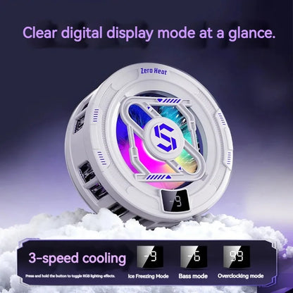 K52 AI Mobile Cooler Magnetic Back-clip Ice Cooling Radiator Digital Display RGB Light Gaming Cooler Temperature Control
