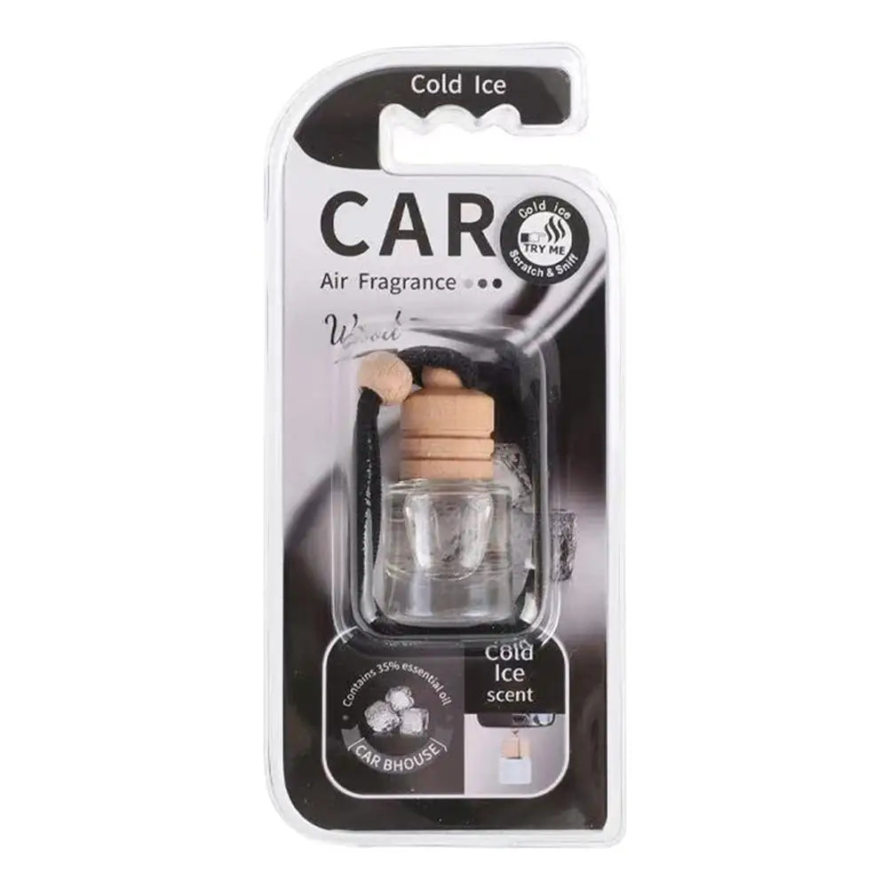Hanging Car Air Freshener Refillable Glass Bottle Wooden Cap Essential Oil Diffuser Pendant Long Lasting Auto Perfume Ornament