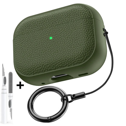 For AirPods 5/4/Pro 3 Leather Pattern TPU Earphone Accessories Full Protective Case with Keychain for AirPods 5/4/Pro 3/Pro 2