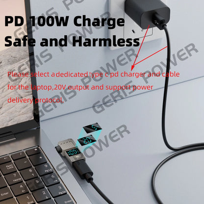 100W USB Type C Fast Charging Adapter Plug Connector Universal USB C to DC Laptop Charger Converter for Lenovo Dell Asus Hp Acer