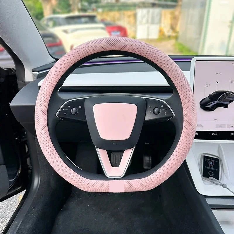 PU Leather Steering Wheel Cover For Tesla Model 3 Y Highland Anti Slip Steering Replacement Protect Cover Interior Accessories