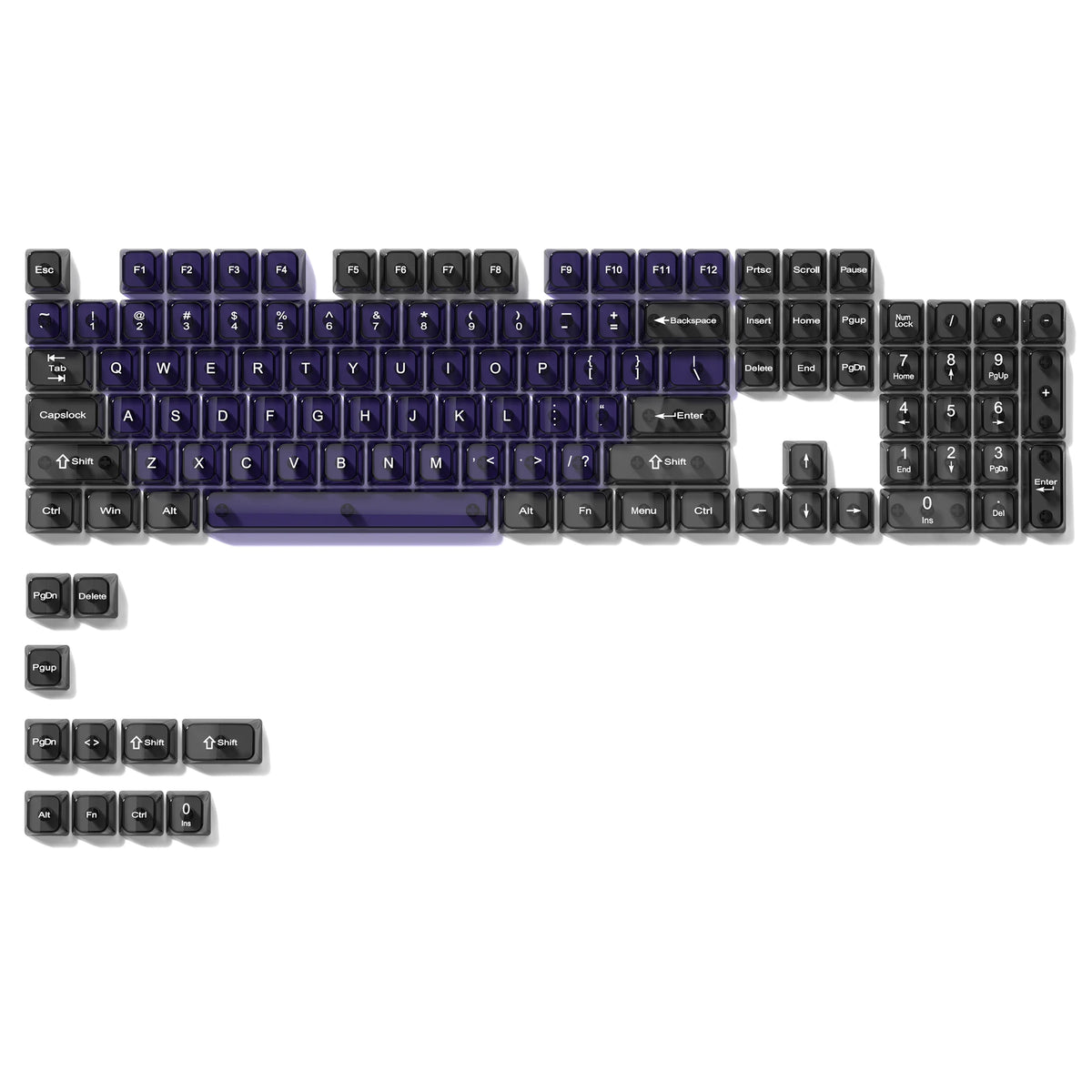 115 Keys Black Transparent Clear Keycaps Crystal Ceramic PC Keycap RGB Shine Through Key Cap MDA Profile for MX Switch Keyboard
