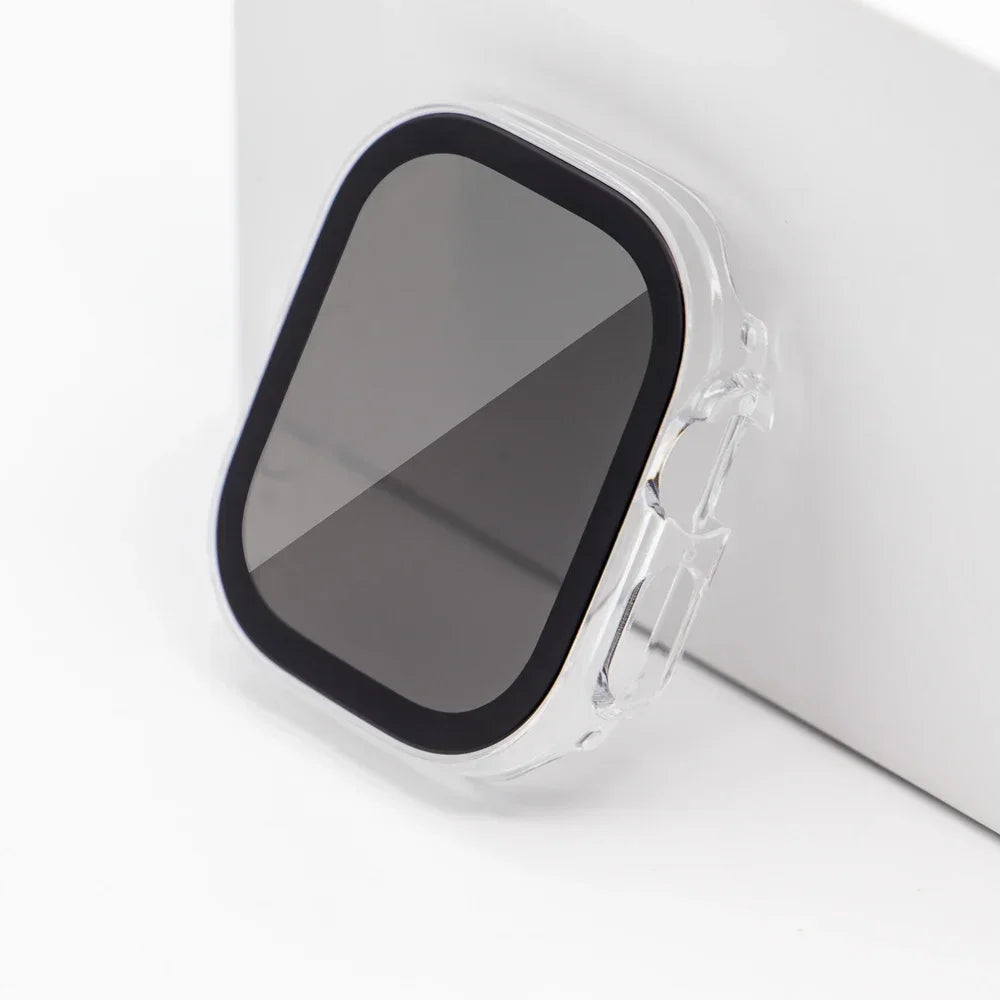 Privacy Glass+Case for Apple Watch 49mm 45mm 41mm 44mm 40mm Tempered Anti-Peeping Screen Protector for IWatch 8 7 6 5 4 9 Cover