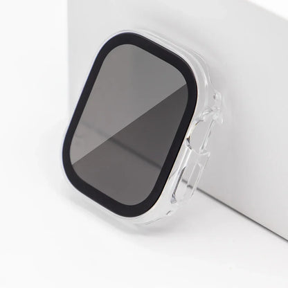Privacy Glass+Case for Apple Watch 49mm 45mm 41mm 44mm 40mm Tempered Anti-Peeping Screen Protector for IWatch 8 7 6 5 4 9 Cover